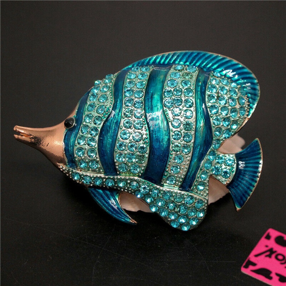Blue Tropical Betsey Johnson Fish Brooch Pin NWT